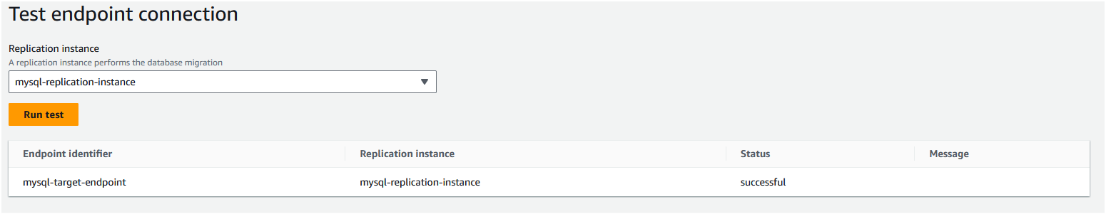 Click on the "mysql-target-endpoint" to see the details