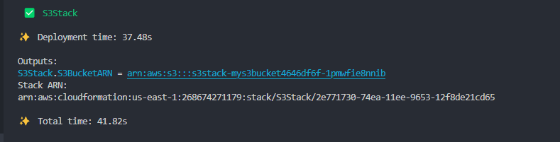 CDK deploy CfnOutput