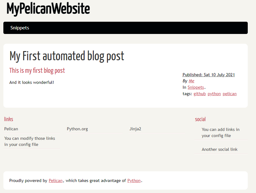 Pelican blog default theme